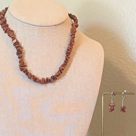 Goldstone Chip Necklace and Earring Set - Picture 1 of 7